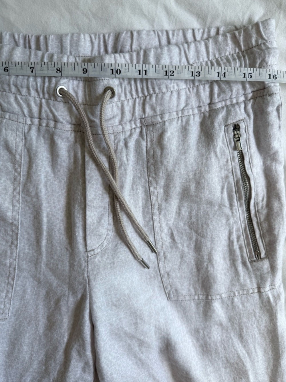 Athleta Cabo Linen Jogger Pants Beige Drawstring Ankle Size 10 - Picture 4 of 8